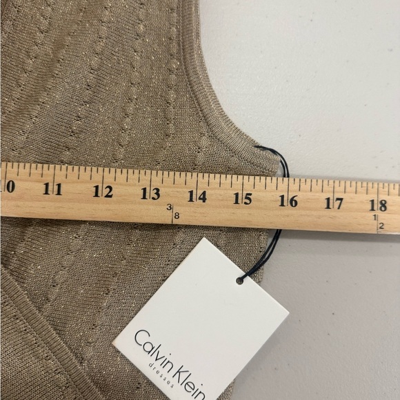 NWT CALVIN KLEIN Gold Sleeveless A-Line Mini Dress Size S - Picture 6 of 7